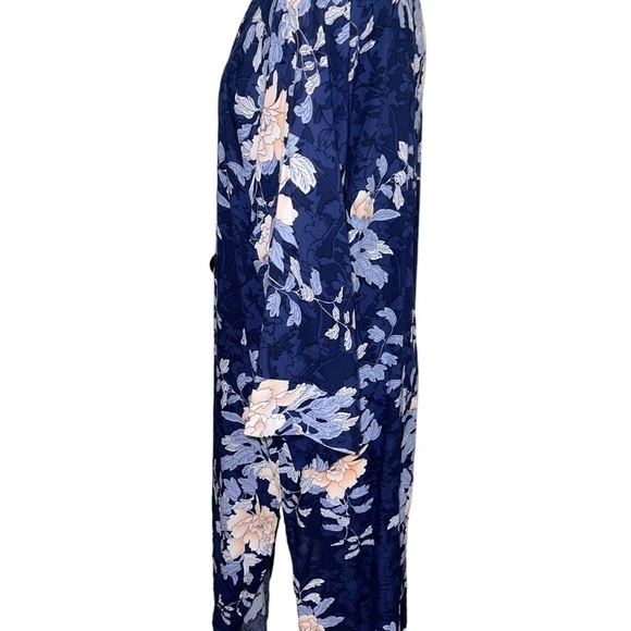 Umgee Women's Caftan Size M Blue Floral Print 3/4 Sleeves Kimono Open Boho - Picture 6 of 9
